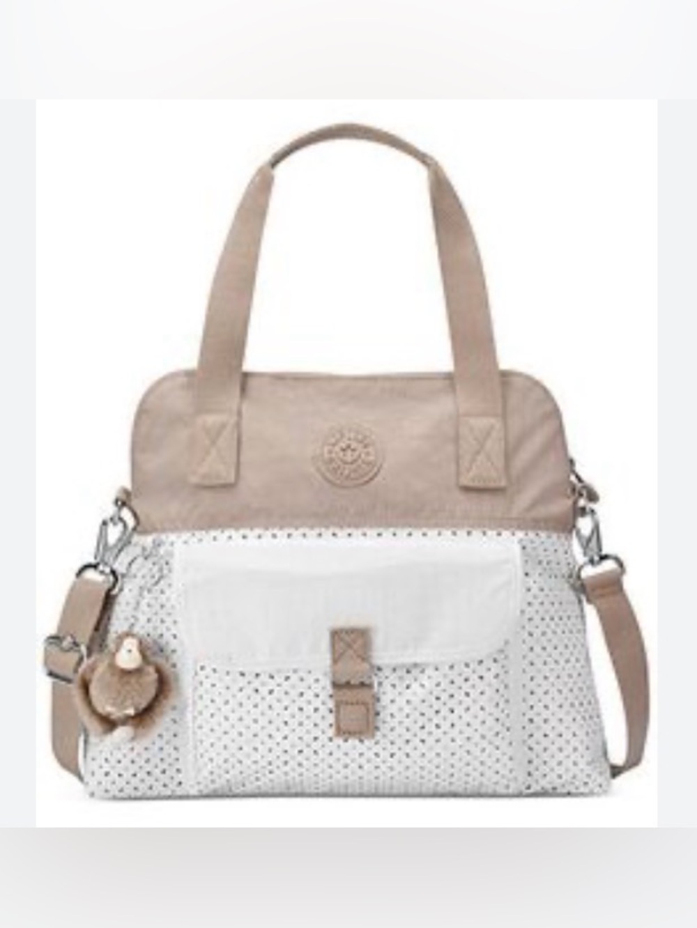 Kipling Pahneiro Convertible Shoulder Bag or Handbag in White Khaki 17”x12” NWOT